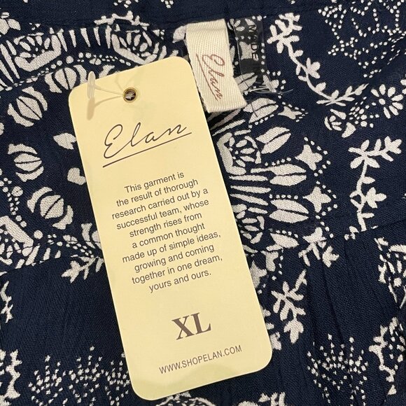 NWT ELAN "Charli" Mini Dress Bell Sleeve Tiered Paisley Navy Woman Size XL - Picture 8 of 9